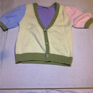 SO Green and Purple Knit Sweater